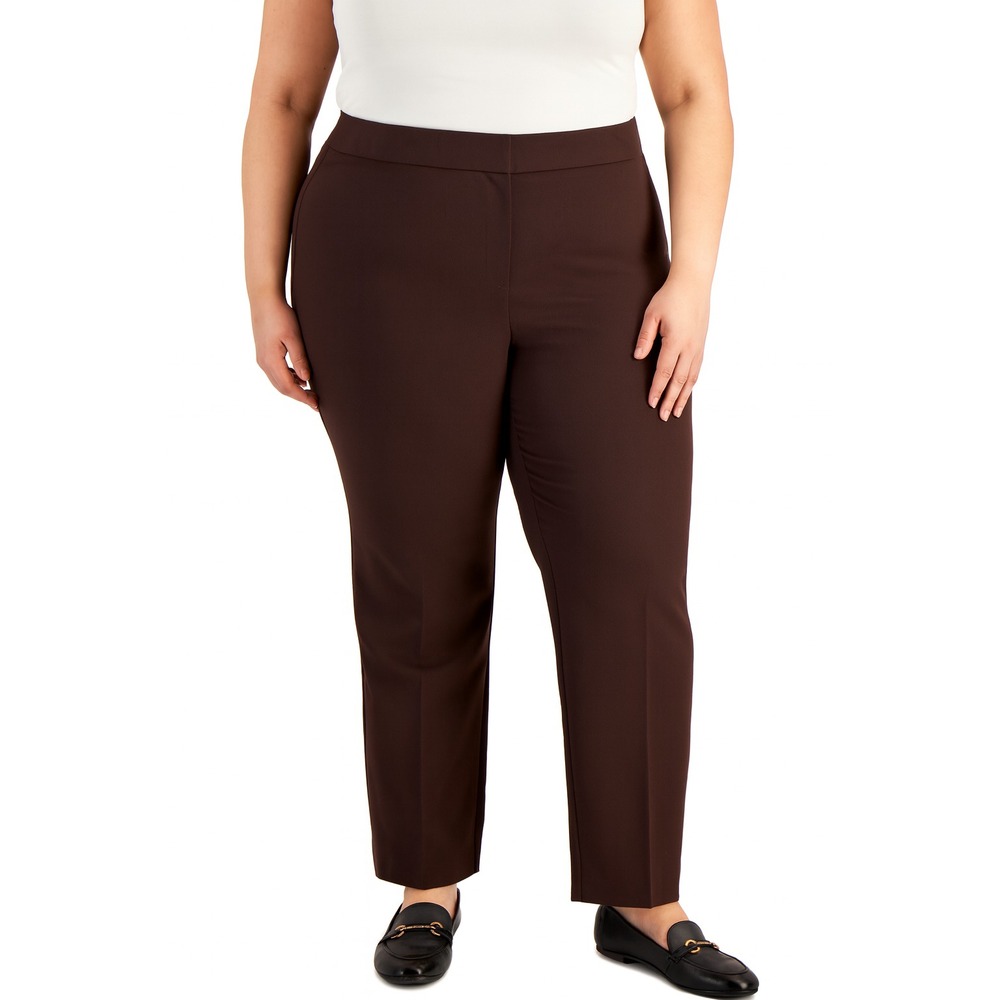 JM Collection Women's Curvy-Fit Straight Leg Pants Size 22WP Rich Truffle Brown